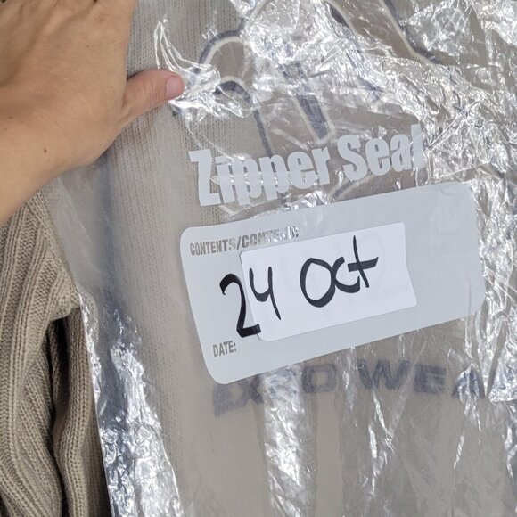 Exco Wear Vintage Beige Knit Long Sleeve Stripe Retro Crew Neck Pullover Sweater - Picture 10 of 10